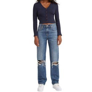 Levi's NEW Low Pro Women's Jeans Straight Leg Low Rise Destroyed Knee  Size 33
